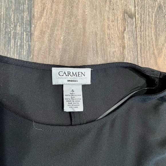 Carmen Marc Valvo Womens Dress Black Long Sleeve Split flutter Solid Small - Picture 2 of 7